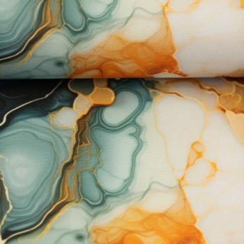 Preview: Outdoorstoff Flowing Bloom Marbels in petrol/orange Töne by Swafing von Sarah Mariam